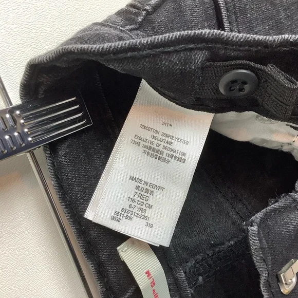 Levi’s 511 Slim Black Wash Straight Leg Denim Jeans Boys Size 7 Regular - Picture 6 of 10